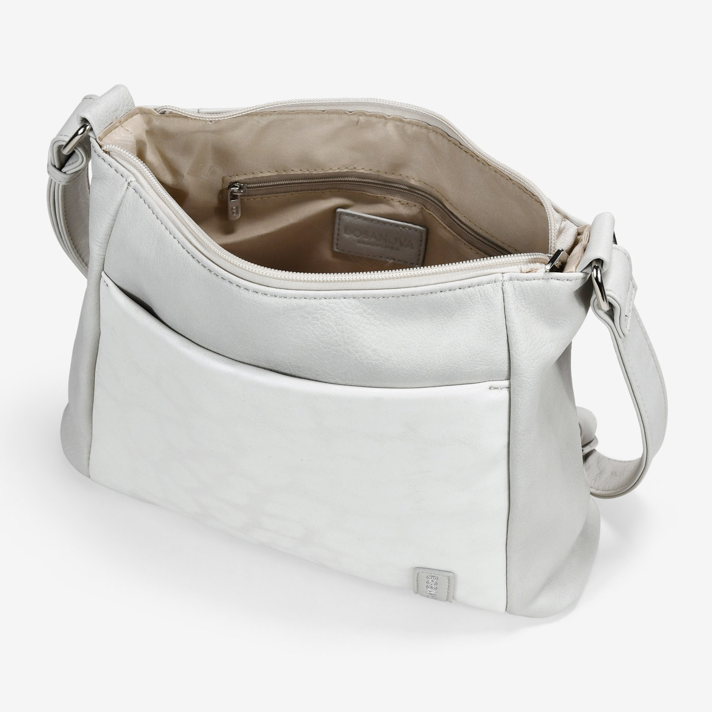 Bolso bandolera piedra con bolsillo grabado de leopardo