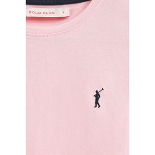 Maglietta rosa a maniche corte con ricamo Rigby Go