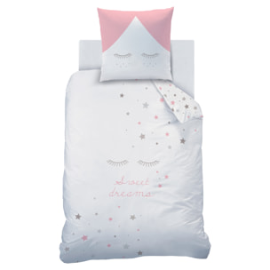Parure de lit imprimée 100% coton, SWEET DREAMS PINK