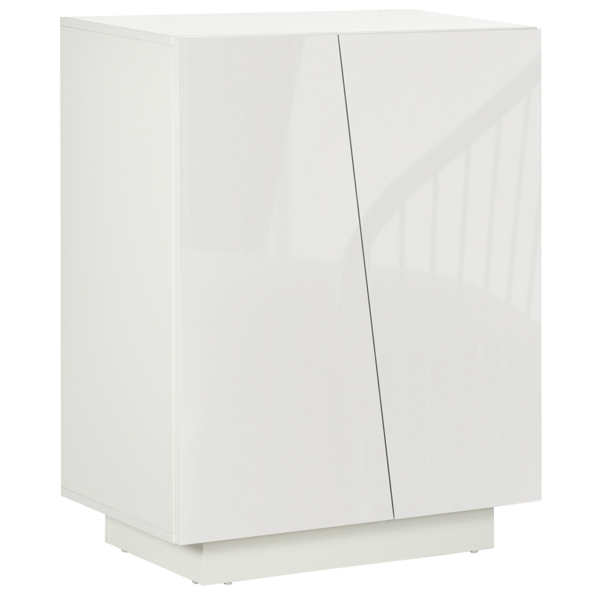 Buffet à haute brillance, meuble de rangement avec placard double porte géométrique et étagère réglable, style moderne, buffet salle à manger, cuisine et salon, 70 x 40 x 88 cm, blanc