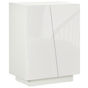 Buffet à haute brillance, meuble de rangement avec placard double porte géométrique et étagère réglable, style moderne, buffet salle à manger, cuisine et salon, 70 x 40 x 88 cm, blanc