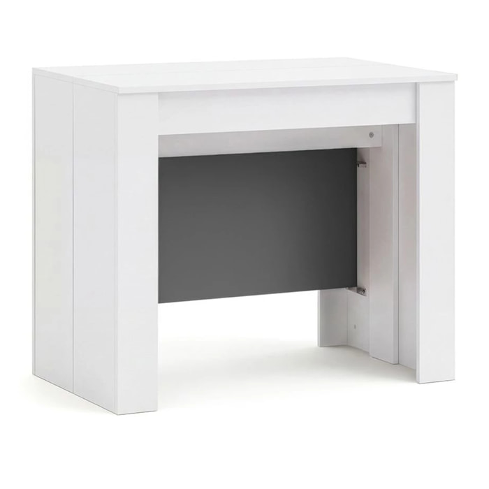 Mesa consola extensible en blanco artik y gris grafito 50-235x90 cm Denis Blanco Artik (Blanco Mate) - Gris Grafito