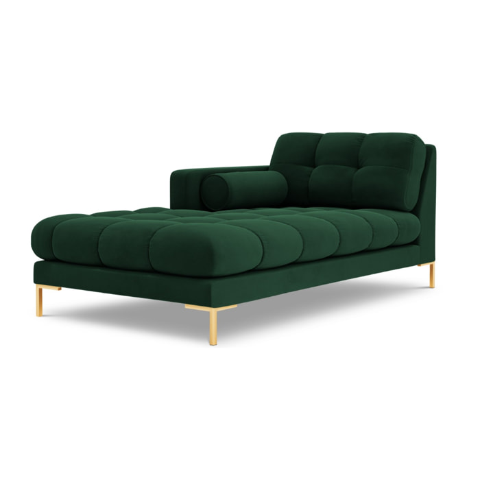Méridienne gauche "Bali" en velours vert bouteille