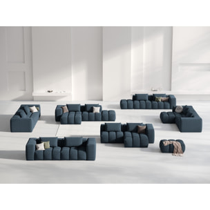 Canapé d'angle droit modulable "Lorella" 3 places en tissu structurel bleu foncé