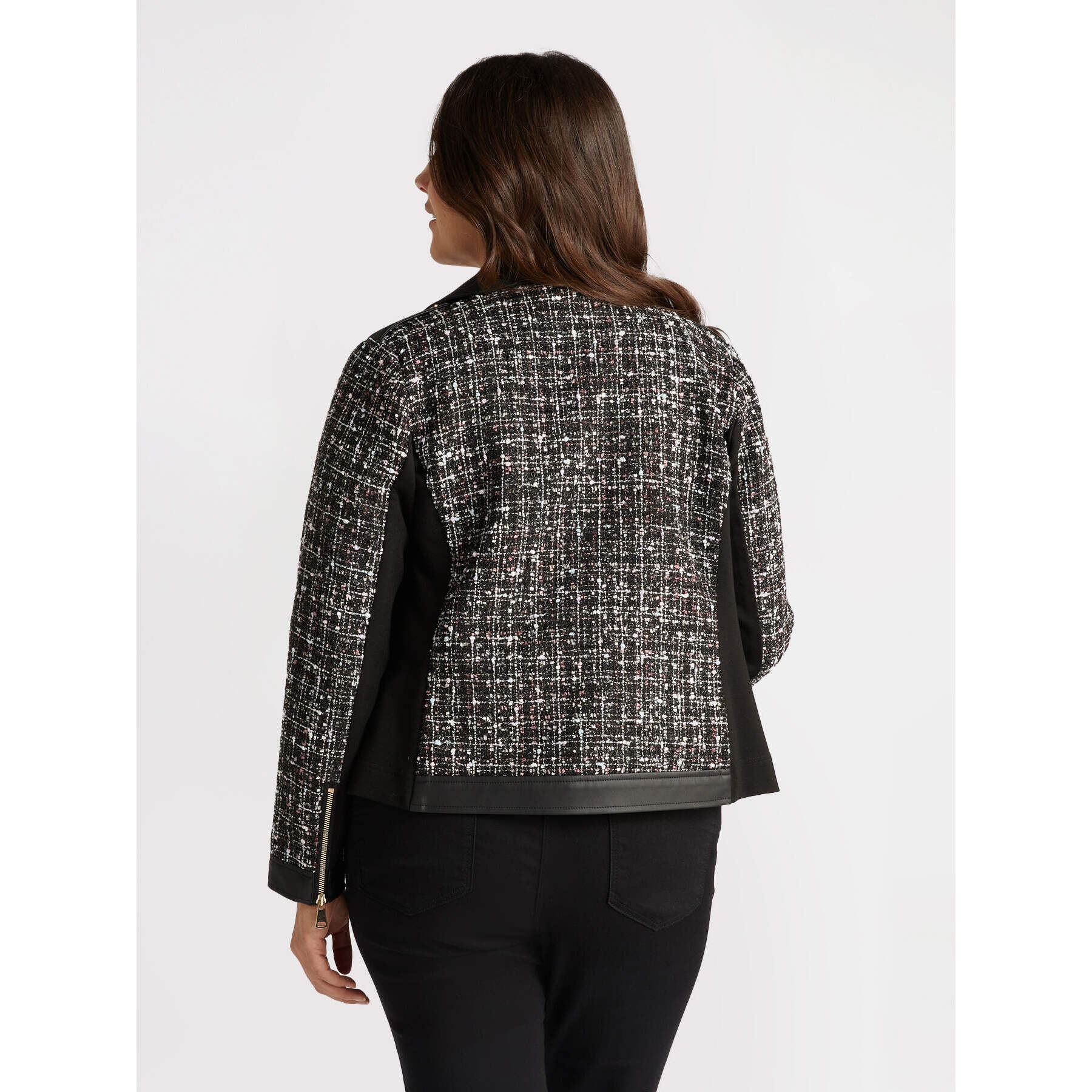 Fiorella Rubino - Chaqueta motera de tweed - Negro