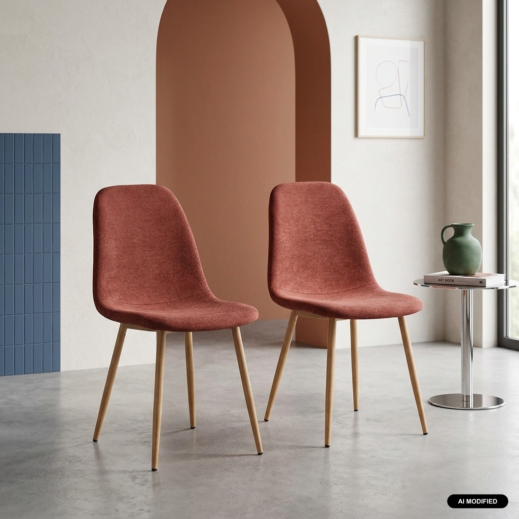 Chaise décor bois et tissu (lot de 2) VERA