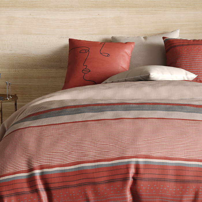 Parure housse de couette + 2 taies 100% coton 71fils hana
