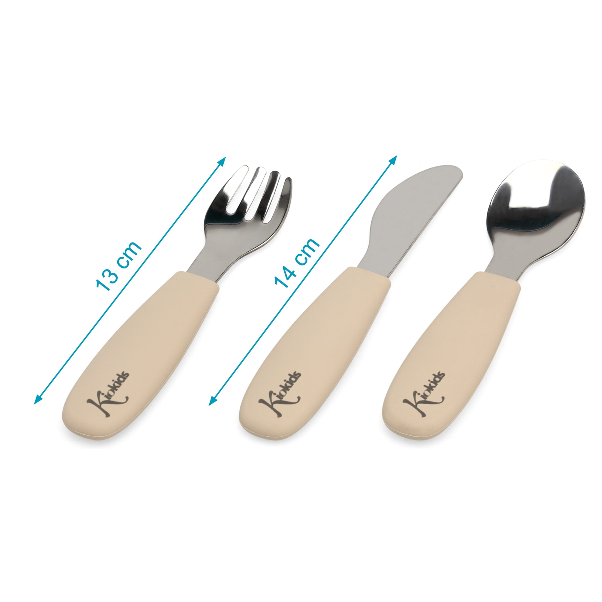 CUBIERTOS DE ACERO Y SILICONA BEIGE