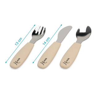 CUBIERTOS DE ACERO Y SILICONA BEIGE