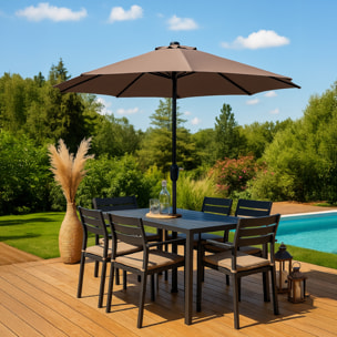 Parasol droit rond led Ø 3 m chocolat ITALORA
