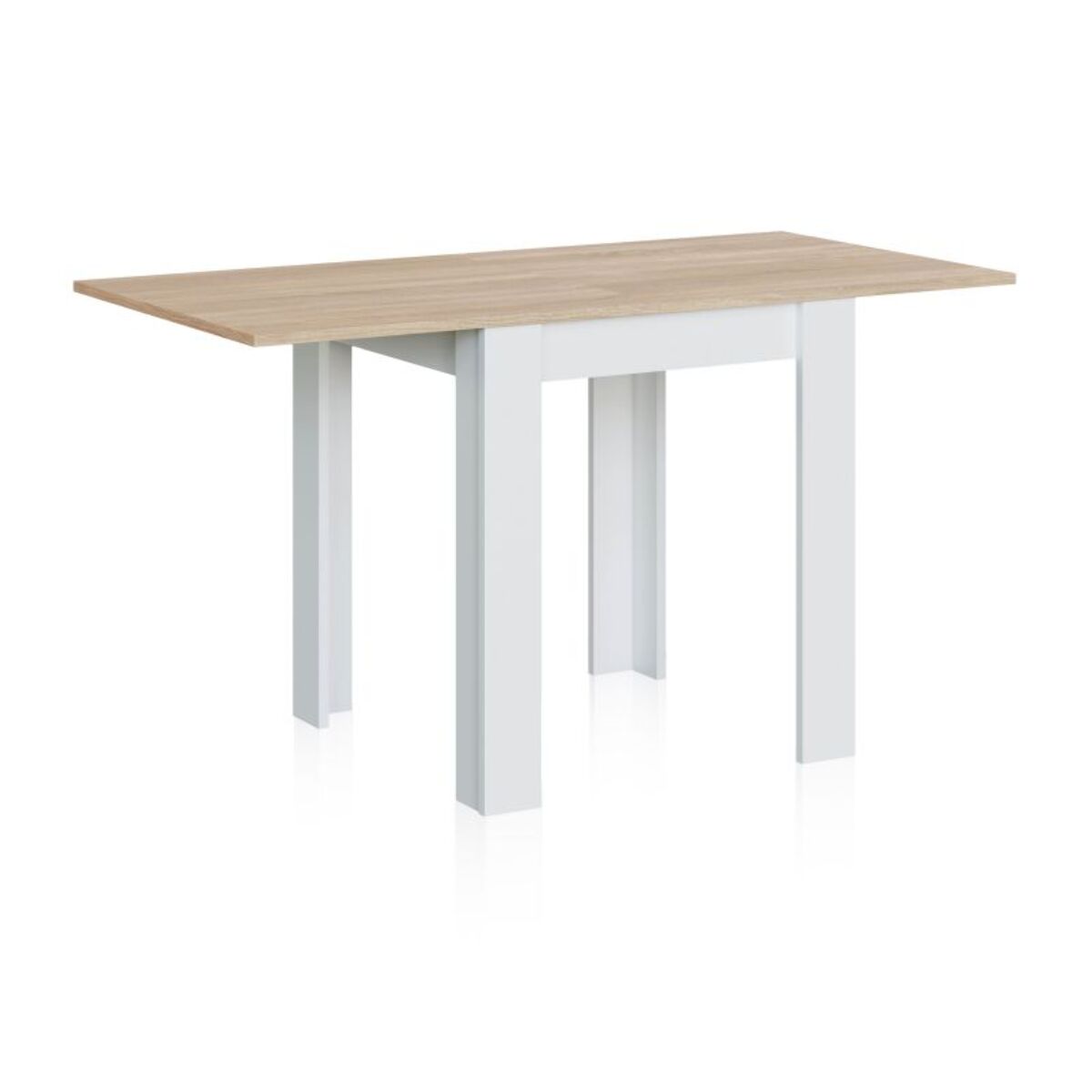 Mesa de comedor extensible Giro Blanco Artik (Blanco Mate) - Roble Canadian