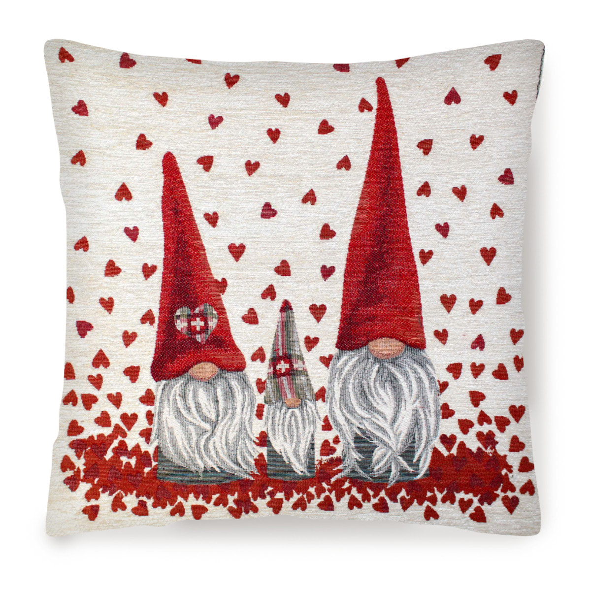 COPPPIA CUSCINI ARREDO JACQUARD SFODERABILI 50X50 CM GNOMI FAMILY