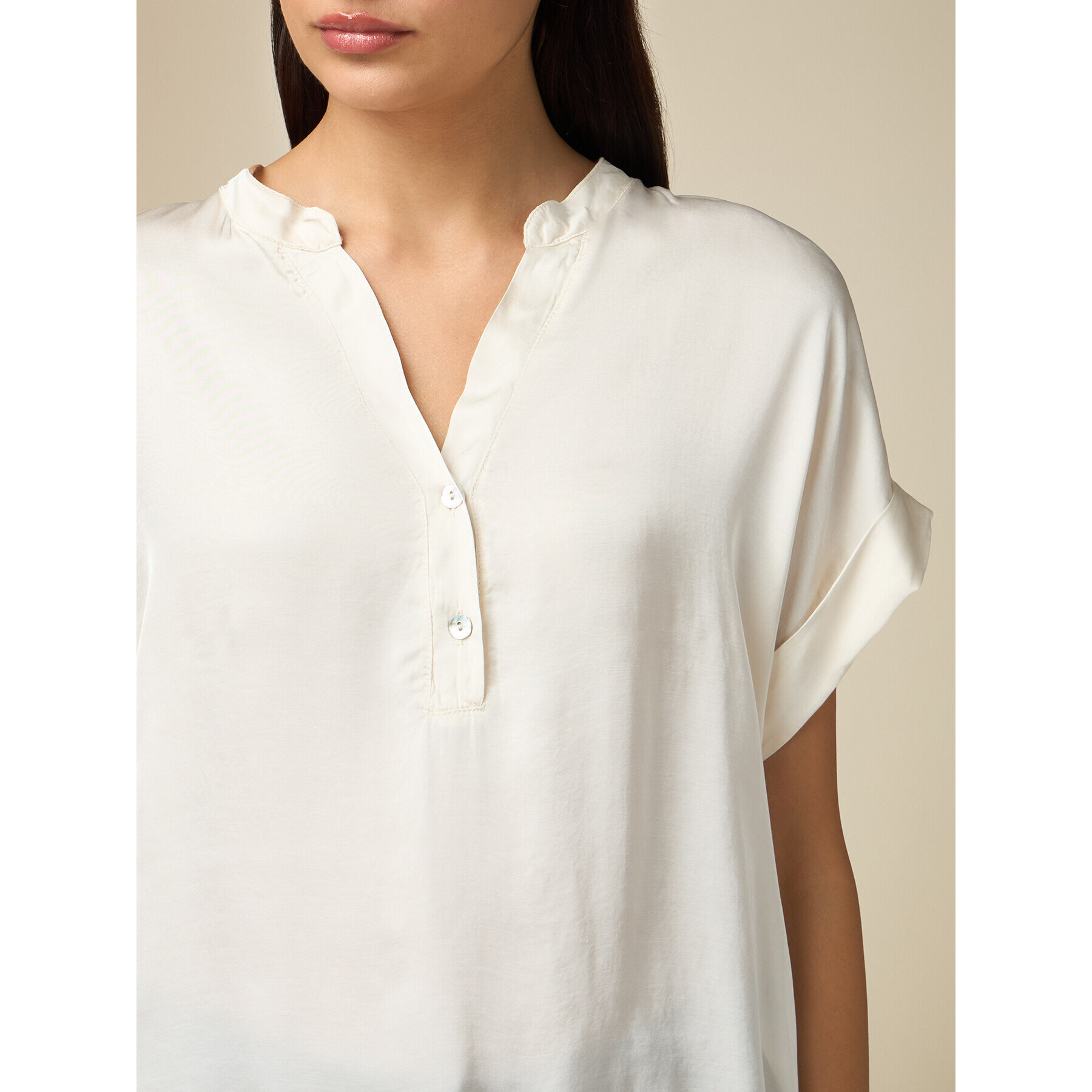 Oltre - Blusa en raso de viscosa - Blanco