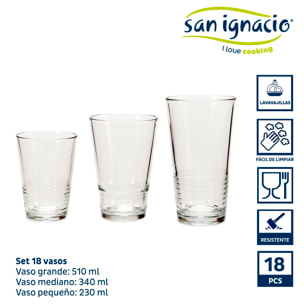 Set 18 vasos lineas colección vivalto