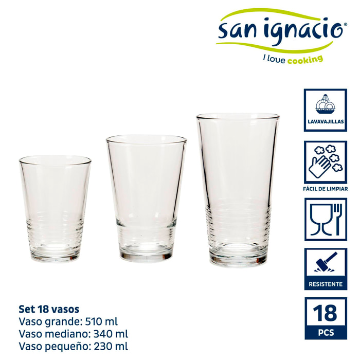 Set 18 vasos lineas colección vivalto