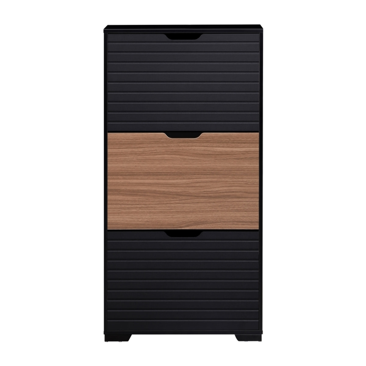 Scarpiera in legno con 3 ante a ribalta noce e nero 63x26x125 cm – Toledo