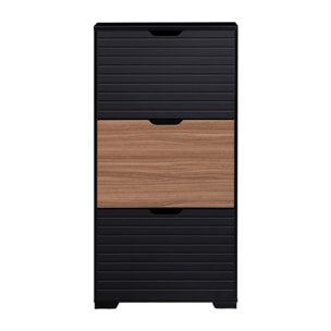 Scarpiera in legno con 3 ante a ribalta noce e nero 63x26x125 cm – Toledo