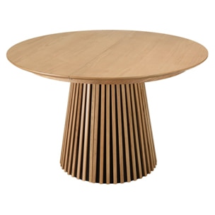 SYA - Table à manger ronde extensible L120/160/200 décor et chêne naturel