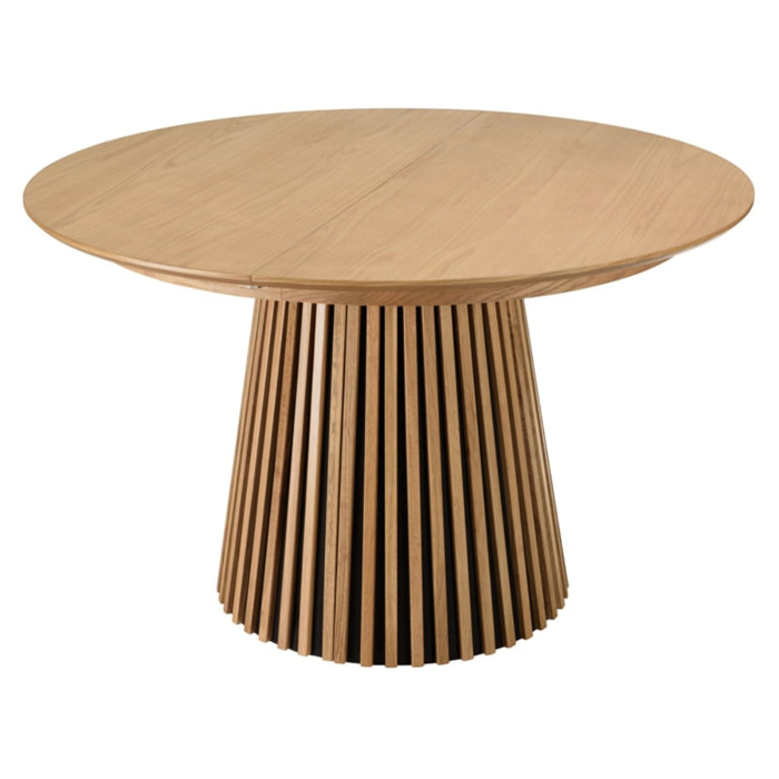 SYA - Table à manger ronde extensible L120/160/200 décor et chêne naturel