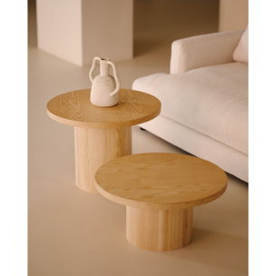 Mesa de centro redonda de madera de fresno en varias medidas