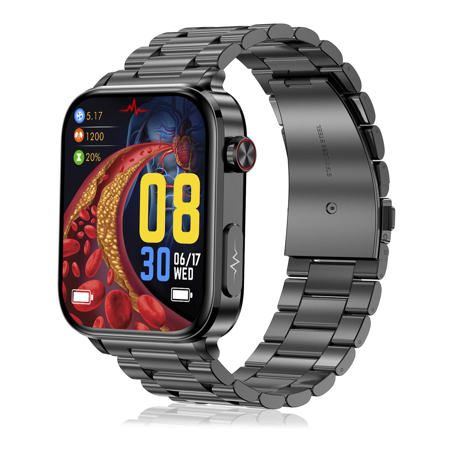 Smartwatch TK15. ECG, glicemia, acido urico e lipidi, BMI, grasso corporeo, temperatura, O2 e tensione.