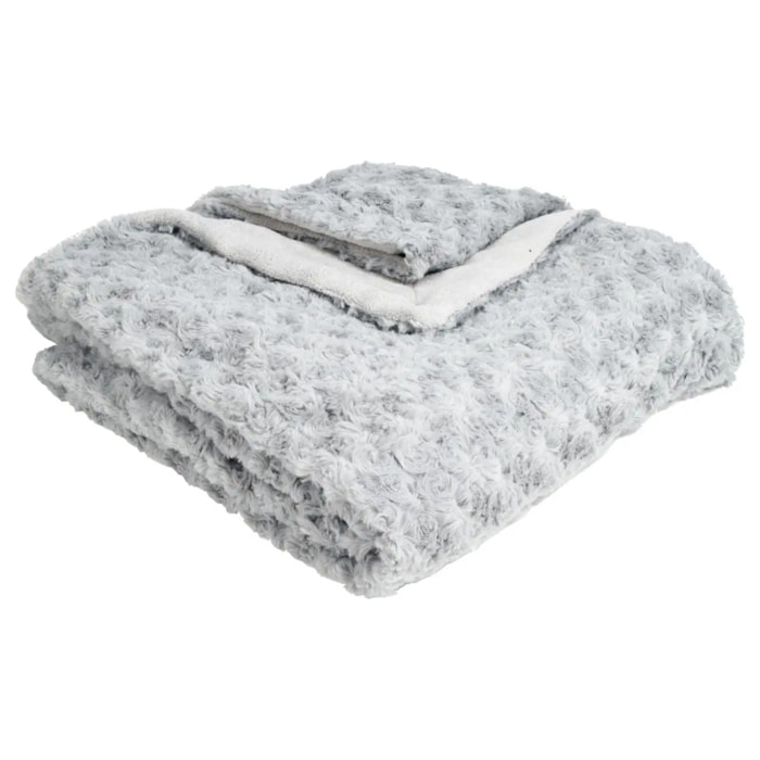 Plaid "Bouclette" fausse fourrure gris 120x160cm