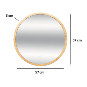 Miroir rond à led 57cm Bambou