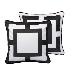 Cojin Velvet Gemetrico Blanco Y Negro 45x13x45 Cm