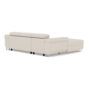 Pablo - canapé d'angle gauche - 6 places - convertible avec coffre et têtières réglables - en velours - Beige