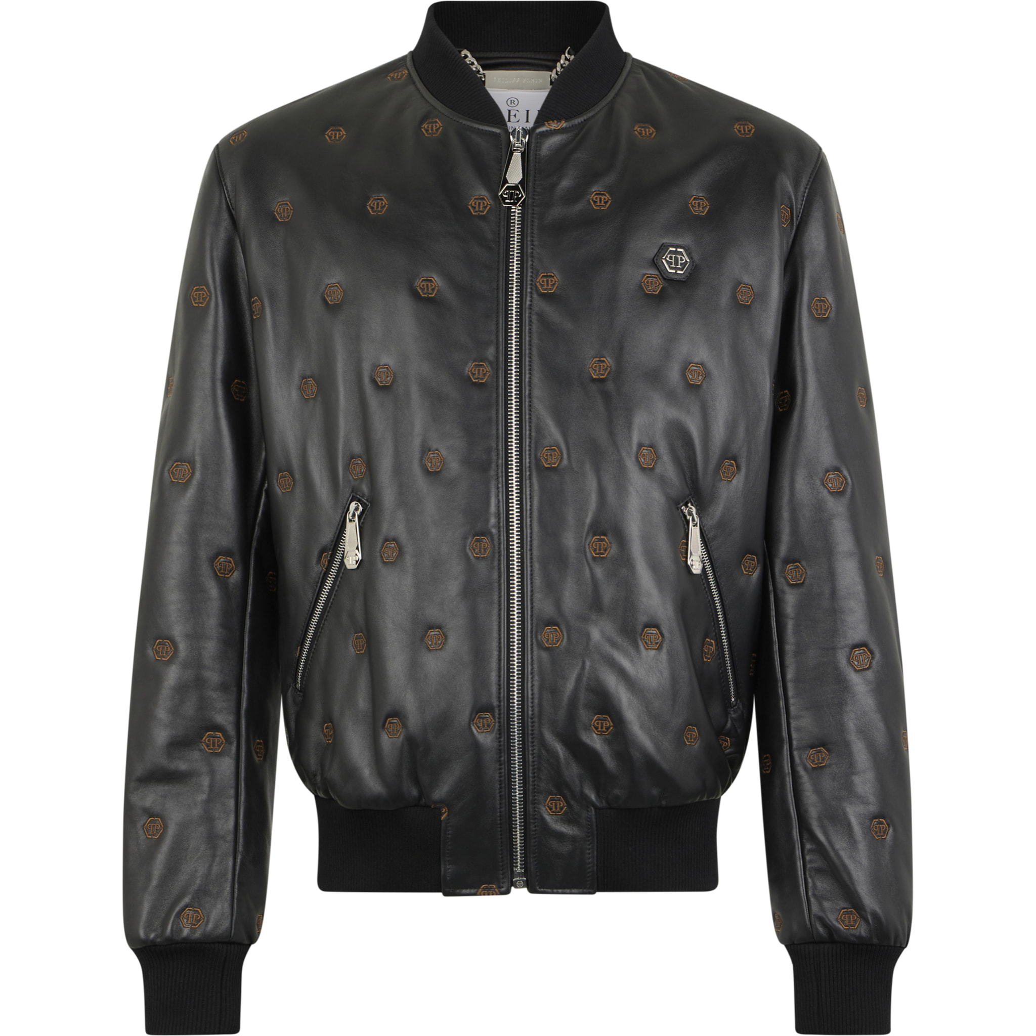 PHILIPP PLEIN Embroidered Nappa Leather Bomber Monogram Monogram