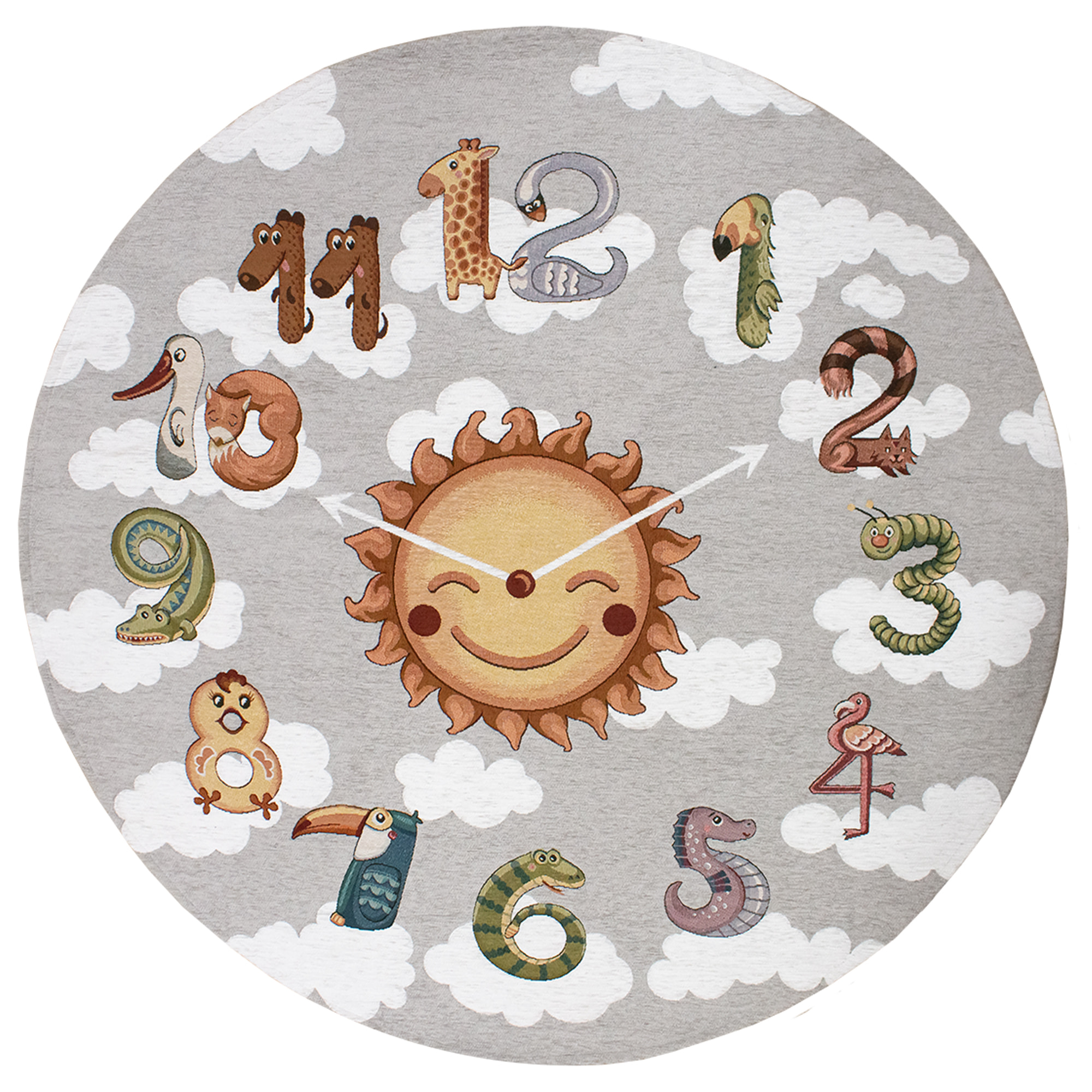 TAPPETO CAMERETTA OROLOGIO GRIGIO TONDO DIAMETRO 140 CM CON ANTISCIVOLO MADE IN ITALY