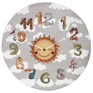 TAPPETO CAMERETTA OROLOGIO GRIGIO TONDO DIAMETRO 140 CM CON ANTISCIVOLO MADE IN ITALY