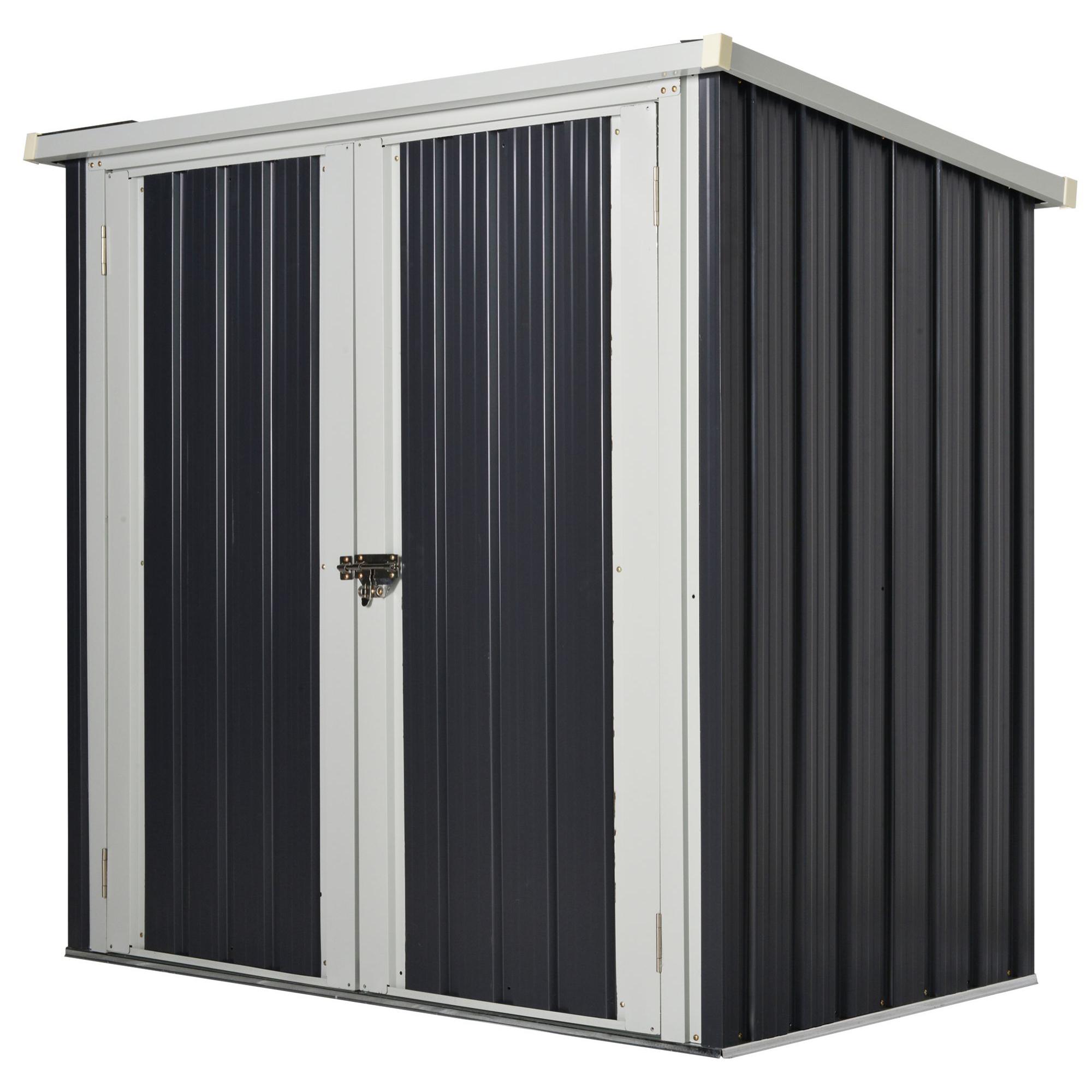 Cobertizo de Jardín 1,26 m² 147x86x134 cm Caseta de Exterior de Acero Galvanizado con 2 Puertas para Almacenamiento de Herramientas Negro