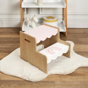 MARCHEPIED ENFANT ARC EN CIEL ROSE ET BLANC