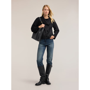 Motivi - Caban in misto lana double - Nero