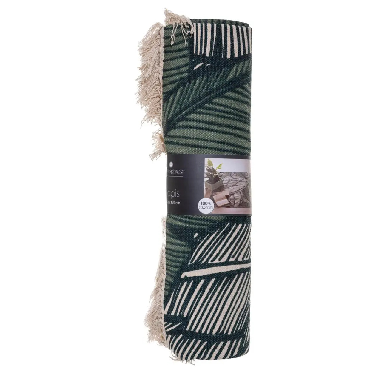 Tapis "Jungle" coton vert 120x170cm