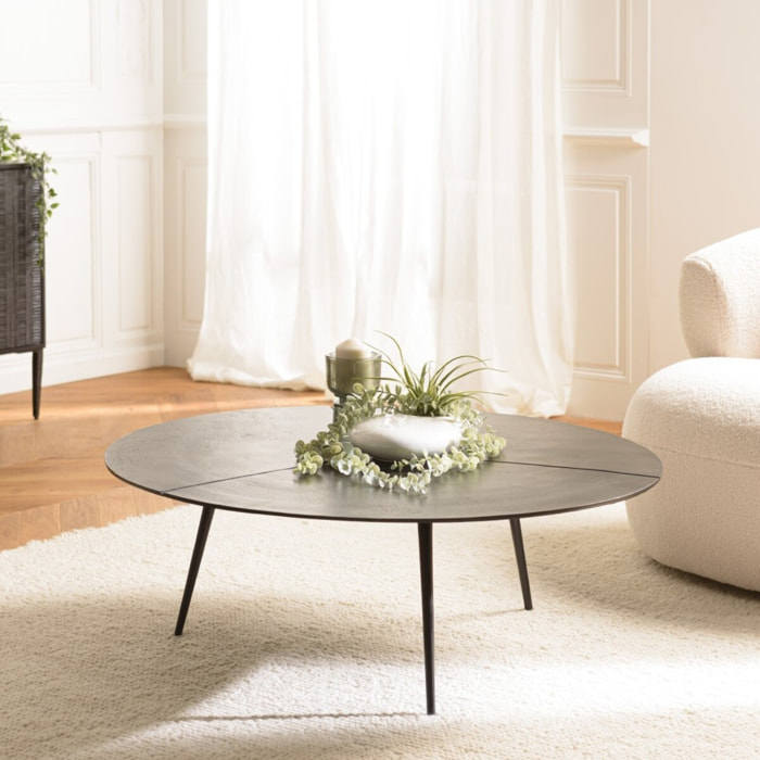 JAMES - Table basse ronde 100x100cm en aluminium noir mat