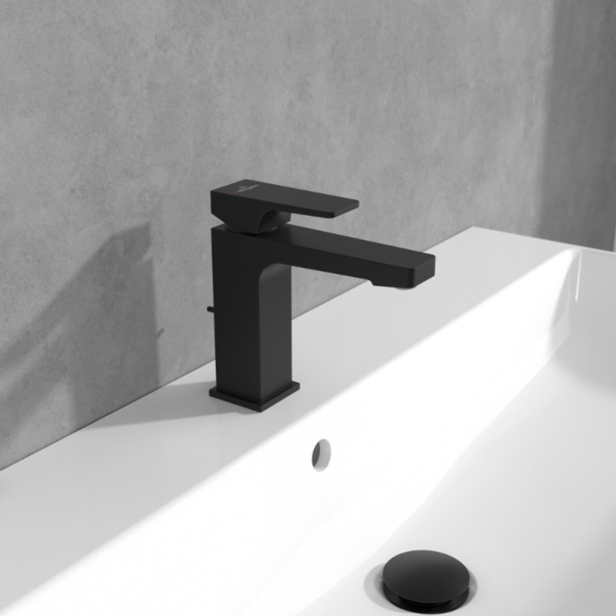 Mitigeur lavabo Architectura Square avec tirette Noir mat