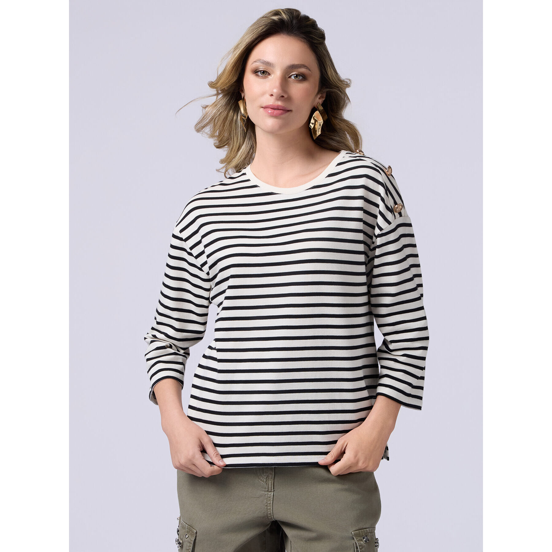 Oltre - T-shirt maniche lunghe in cotone spesso - Bianco