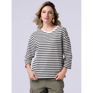 Oltre - T-shirt maniche lunghe in cotone spesso - Bianco