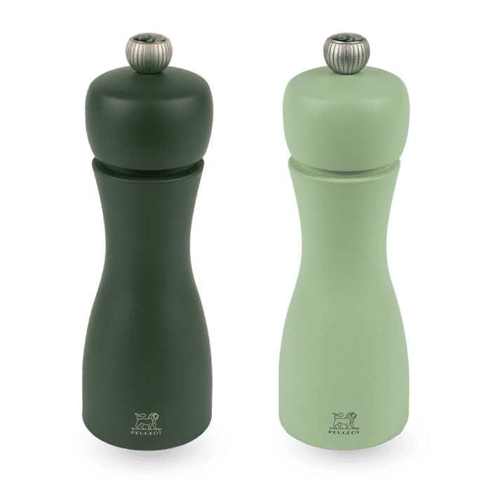 Duo de moulins à poivre et à sel manuels en bois, eau, 15 cm Tahiti