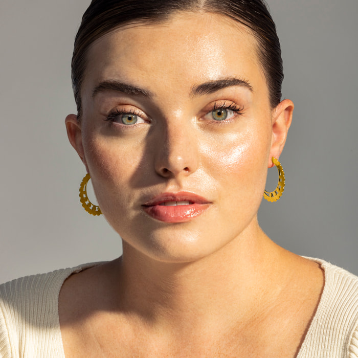 Pendientes de Circonita Brillante acabados en oro amarillo de 18K- Fuduk