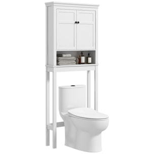 Mueble sobre Inodoro Armario para Lavadora con 2 Puertas Compartimento y Estante Ajustable Mueble para Baño 70x20x175 cm Blanco