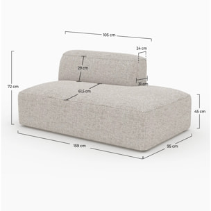 Méridienne dossier à gauche pour canapé modulable en tissu beige - Hestia
