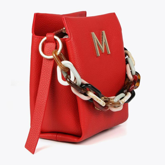 Borsa effetto pelle con manico multicolore