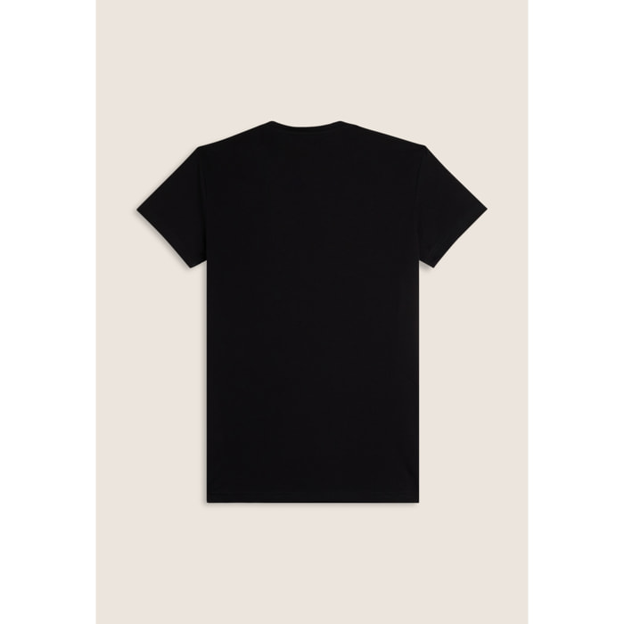 T-shirt Uomo Regular Fit in Jersey Melangé con Logo Bicolore