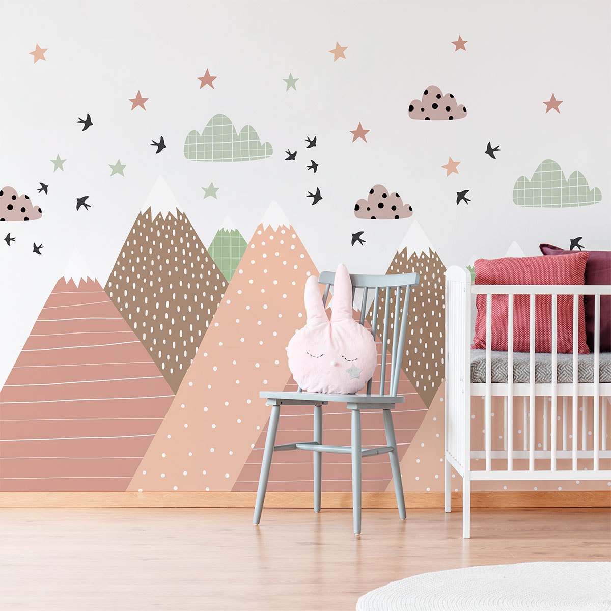 Stickers muraux enfants - Décoration chambre bébé - Autocollant Sticker mural géant enfant montagnes scandinaves PRISKA