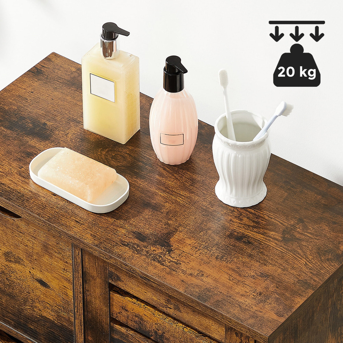 Mobiletto Bagno Oskar in Legno Rovere Rustico