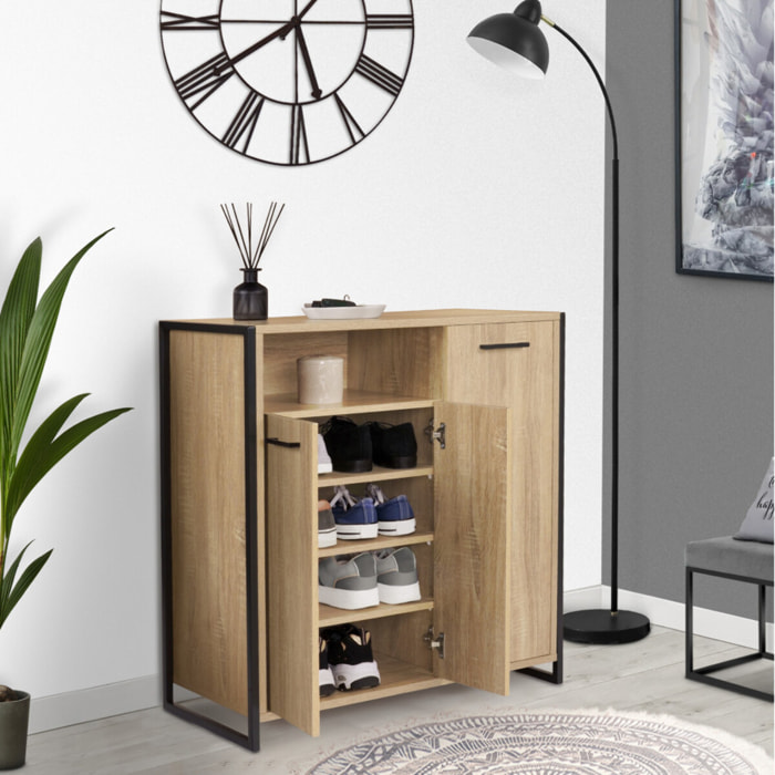 Meuble chaussures Alan 3 portes + niche latérale - 12 paires