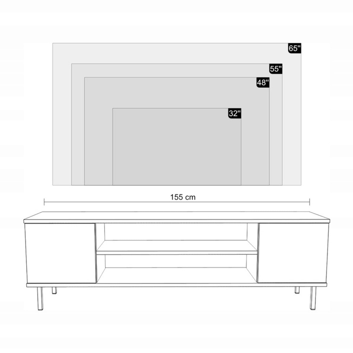 Mobile TV Focus cashmere con gambe dorate 155 cm